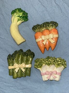 Vintage Ceramic Vegetable Magnet Set
